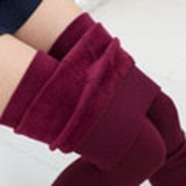 Vinterleggings i Strikket Fløjl - Casual Leggings - Nye Høj Elastiske Tykke Damevarme Sorte Bukser - Skinny Bukser til Kvinder - Leggings Vinrød Wine Red XL