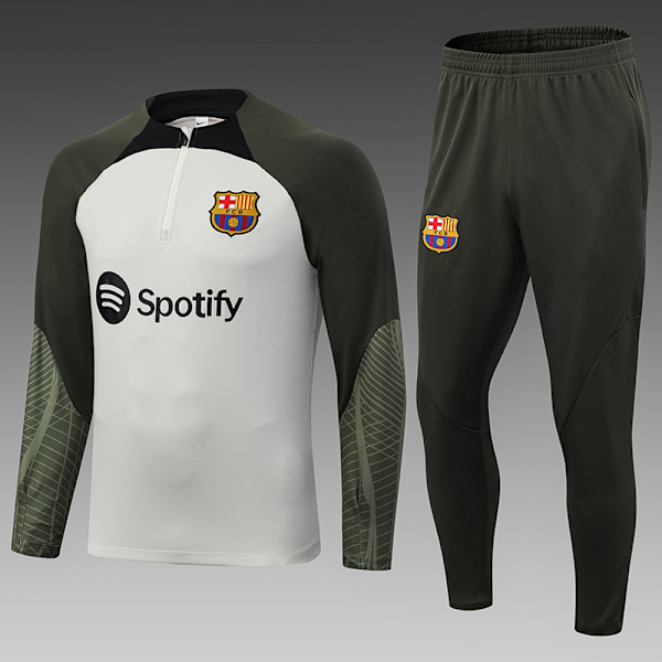 23-24 Ny Sæson Barcelona Ungdoms/Voksen Langærmet Jerseytrøje Lysegrå light grey 14#