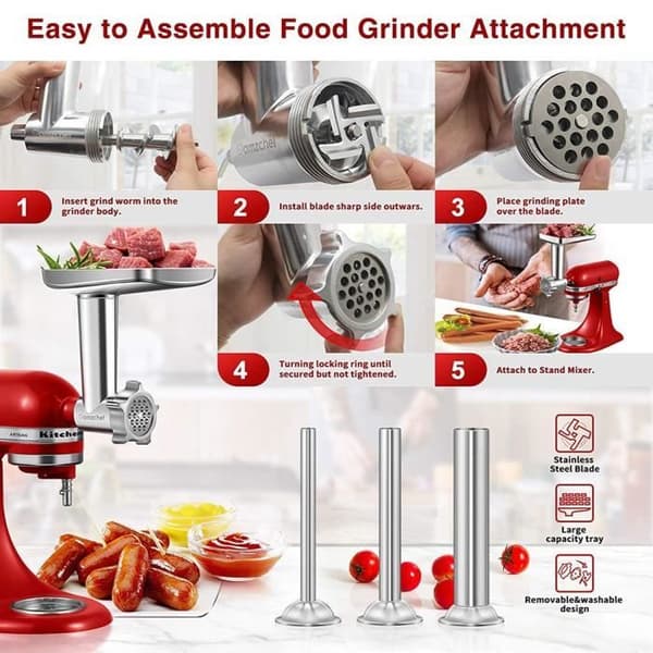 Sæt med metalhakker tilbehør til KitchenAid køkkenmaskiner, inklusive kødhakker BLENDER_max