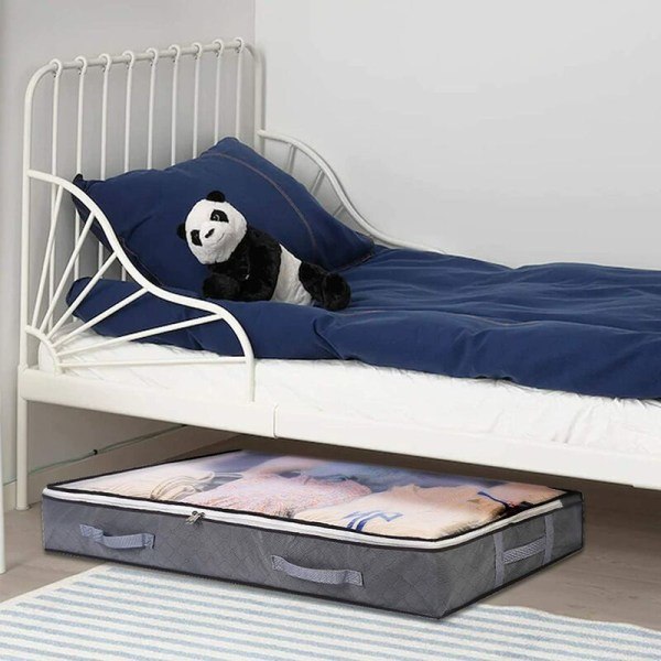 Galaxy 3 stk Under Bed Oppbevaringsbokser Foldbar Klespose 75L Store Oppbevaringsbeholdere med Transparent Vindu Håndtak