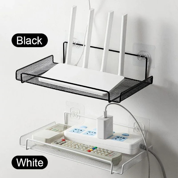 Väggmonterad Routerhållare TV Set-Top Box Hållare Metall Router Förvaringsställ [GKS] Black