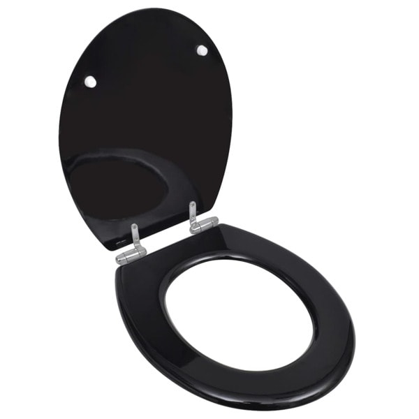 vidaXL Toalettlock med Soft Close MDF Svart Black Black