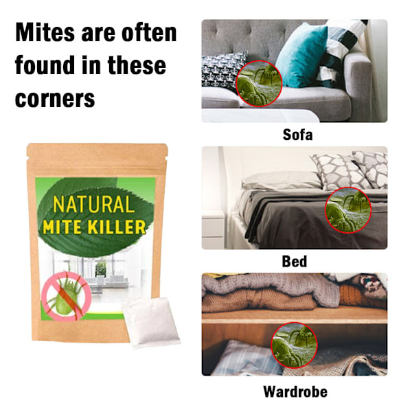 10 stk. støvsuger midd dreper midd eliminator naturlig for sengetøy sofa