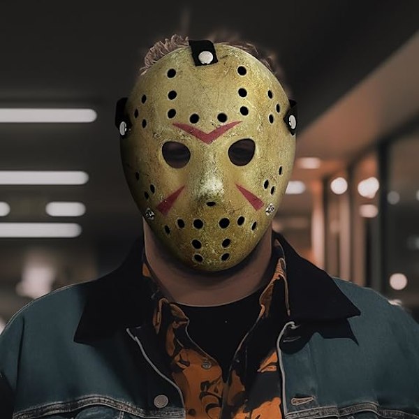Mask Cosplay Halloween Kostumemaske Rekvisit Horror Hockey Gul