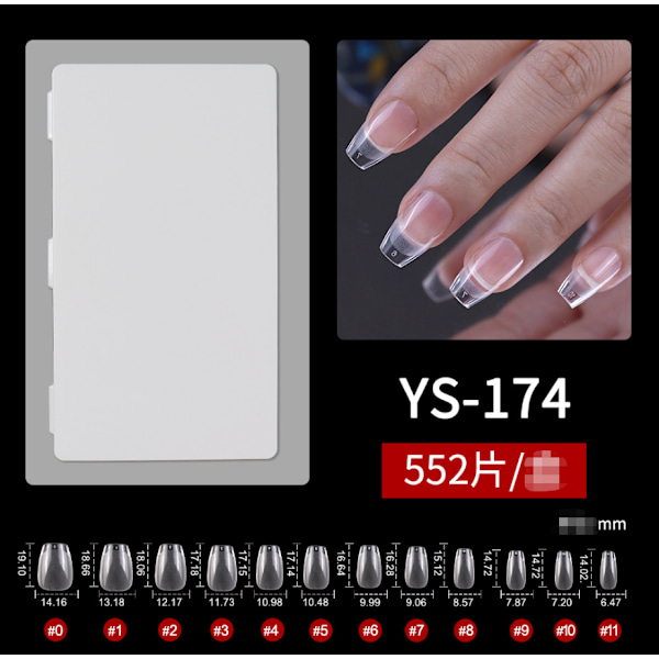 552 Pcs 12 Sizes Nail Tips - Soft Gel Nails Almond Shaped Full Cover Gel X Nails Extensions PMMA Resin Clear Strong Fake