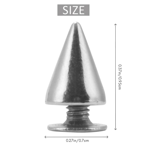 100 st/ set 9,5 mm Silver Cone Spikes Screwback Dubbar DIY Craft Cool Nitar Punk Silver