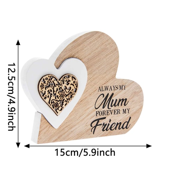 Plakette | Dobbelt Hjerte Familie | 1 Stykke - 15x2x12 cm, Hvid, Beige