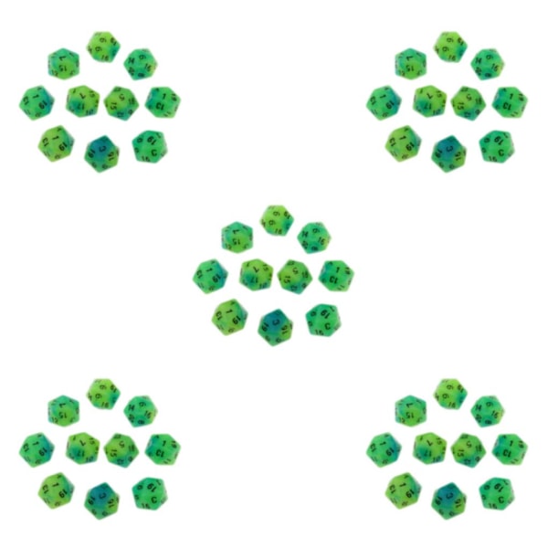 1/2/5 10 kpl valaisevia monisivuisia noppia Noctilucent D20 -setti Sininen+Vihreä 10 kpl [GKS] Blue+Green 10 Pcs 5Set