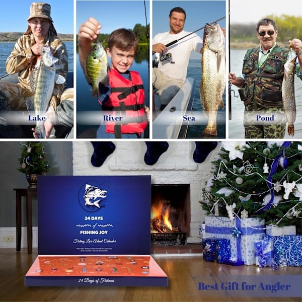 Fiskejulkalender 2024 - Fiskeutrustningsset, Vuxna Män Pojkar Fiskeutrustning, Fisketillbehör (24 st)