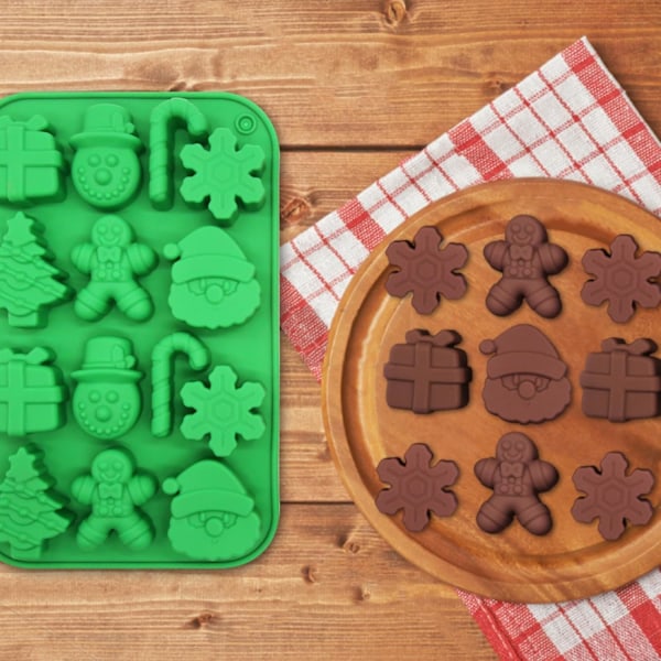 st Jul Silikon Chokladformar, Jultomte Julgodis Silikonformar, Julgran Silikon Godisformar