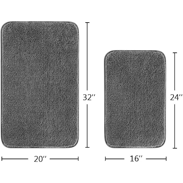 Hurtigtørkende baderomsmatte, original 2-lags sklisikker badematte, polyester mikrofiber, myk absorberende for bad, dusj, kjøkken og badekar