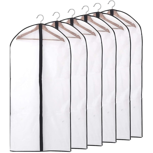 12-pack klädpåse kostym lång, 60 x 120/100 cm kant transparent kostympåse klädpåsar