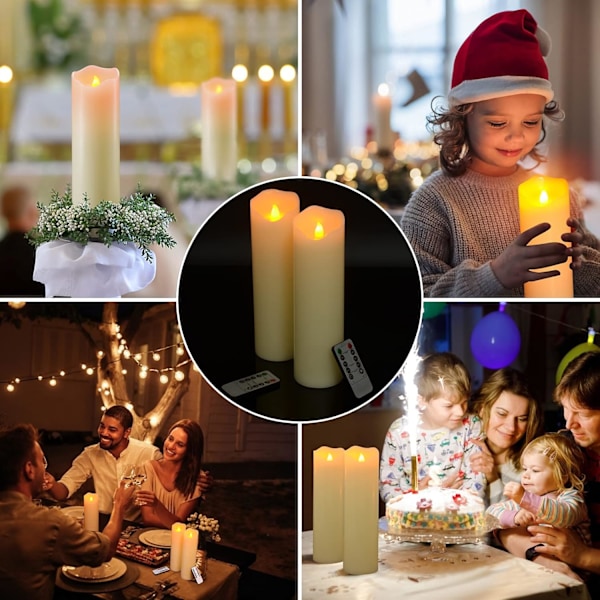 1 stk LED blokklys, ekte voks 10 tommer med fjernkontroll for bryllupsdekorasjon 10 tommer – 10 tum \u2013 1 styck 10 tum – 1 styck