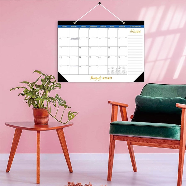 Väggkalender 2023 2024, 18 månaders akademisk väggkalender från juli 2023 till december 2024 Hängande stor kalender för familj eller kontor (guld)