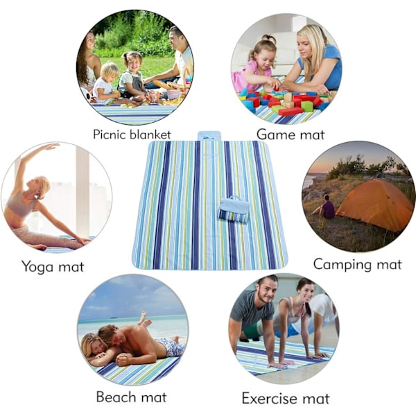 Strandfilt Extra Stor Picknickfilt Sandtät Vattentät Utomhus Inomhus Filt Lättviktig Praktisk Matta Portabel Strandmatta för C-AD10-