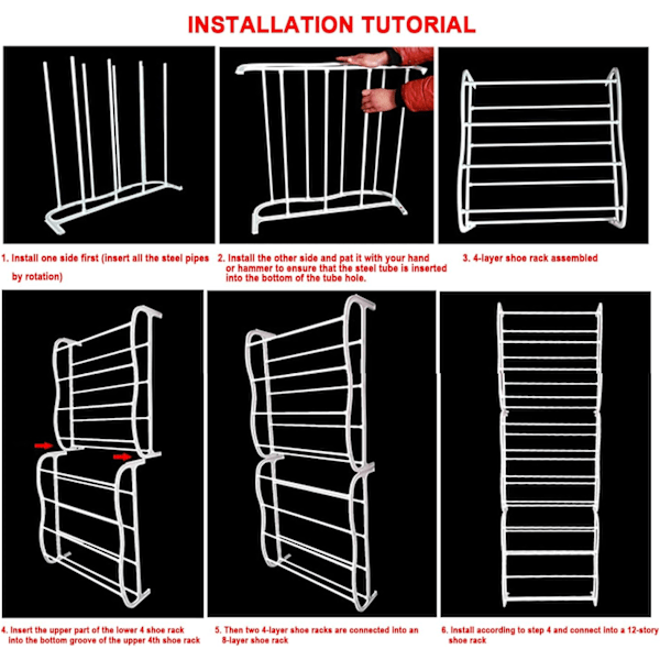 12-vånings skohylla 36 par skoskåp hopfällbar hängande S