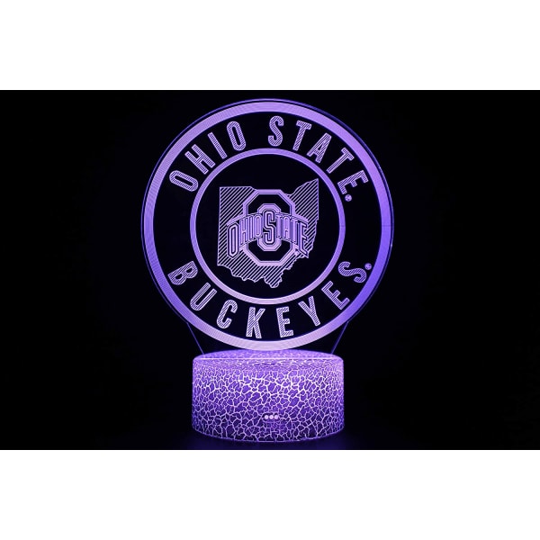 3D Illusion Night Light Ohio State Team Logotyp Fotboll Sport Fan Lampa för kvinnor Män Flickor Pojkar