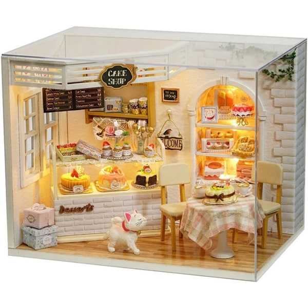 Dollhouse Mini dollhouse with furniture, DIY Dollhouse Kit + Dust