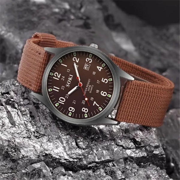 Mote Herreklokker Lysende Display Klokke Luksus Militær Sport Dato Quartz Armbåndsur Menn Casual Nylon klokke masculino black silver