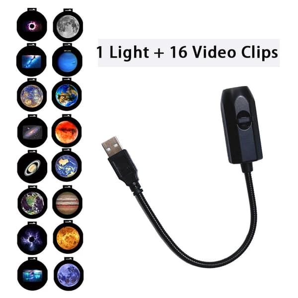 Galaxy Star Projector Night Light, Planetarium Projection Lamp with 16 Projection Films, USB Ambient Light