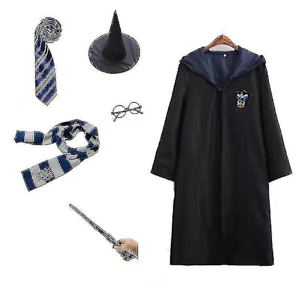 Harry Potter 6st Set Magisk Troldmand Fancy Dress Kappadräkt blå børn 115cm blå blue kids 115cm