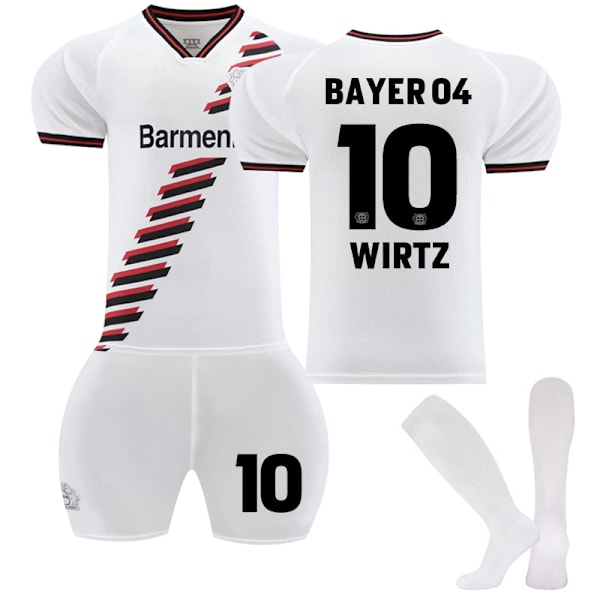 24-25 Bayer 04 Leverkusen Udebane Børnefodboldtrøje Sæt Nr. 10 Wirtz 26