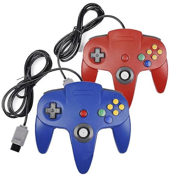 2-pack Klassisk Trådbunden N64-handkontroll Retrospel 64-bitars Spelhandkontroll Joystick Ersättningshandkontroll 14 2pcs