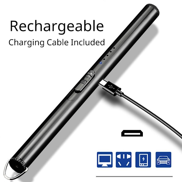 Stilful elektrisk lighter - Genopladelig - Metal sort