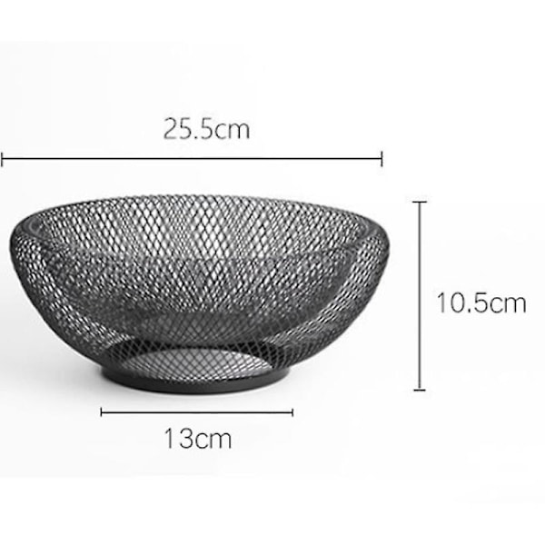 Metallinen verkkokori hedelmille keittiön työtasolle, musta koristeellinen pöytäkoriste