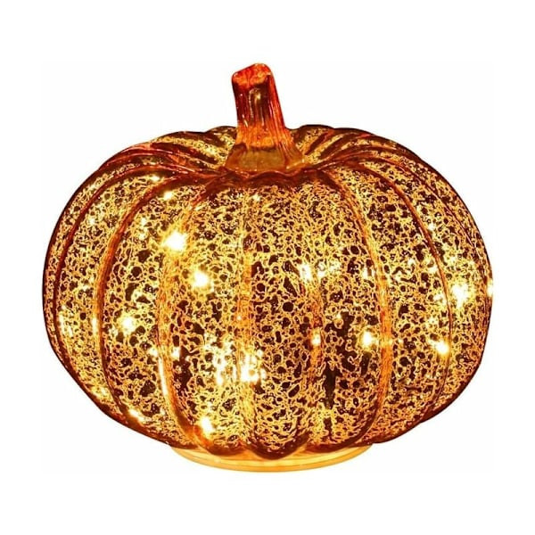 Halloween Pumpa Ljus LED Belysning med Timer Pumpa Burkar Höst Heminredning Guld