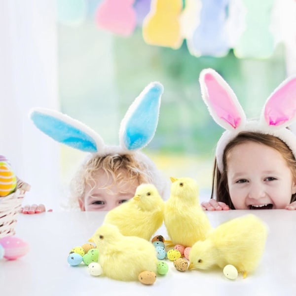 Realistiska Plysch Kycklingfigurer Luddiga Små Kycklingdjur Leksak Gul Baby Kyckling Prydnader Påsk Kyckling Gåva Dekoration Xixi