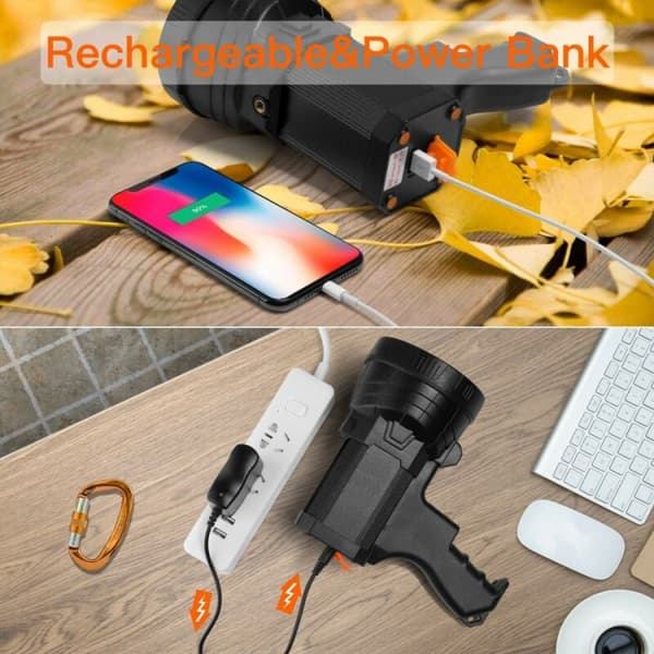Sort - LED Camping Spotlight - Søgelygte med Foldbart Stativ
