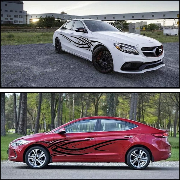 2 kpl 94,4'' Universaali Liekki Grafiikka Auto Kehon Sivu Tarra Liekki Kilpa-ajo