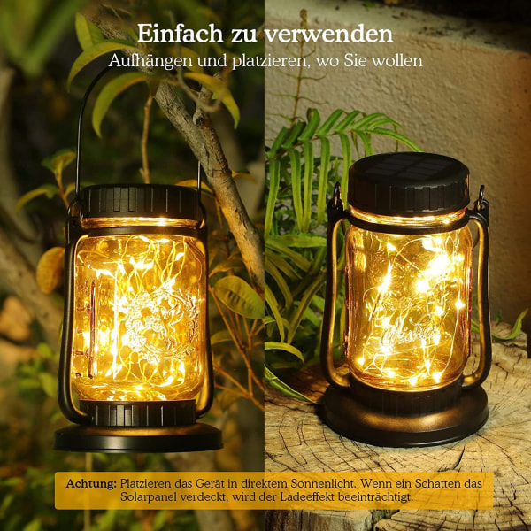HHL Utomhussollampor, vintage solarlampor trädgård, LED-ljus