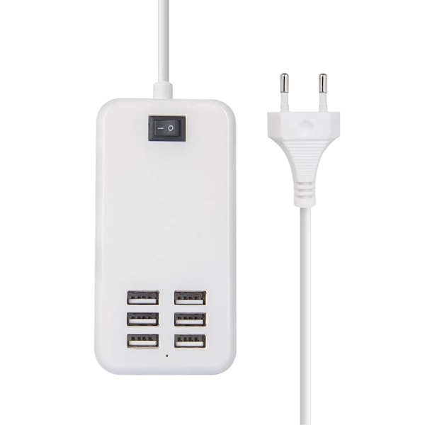 USB-hub med strömförsörjning, aluminium 6-portars USB-ström med extern