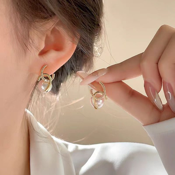 Bogstav Øreringe Diamant Perle Øreringe Cc Klassiske Øreringe Gaver Style 3