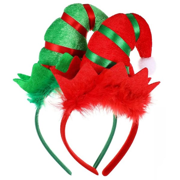 2 Pcs Christmas Headbands Elf Hat Santa Hats