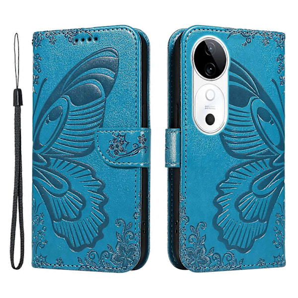 Plånboksfodral för vivo S19 5G/V40 5G Stötsäkert Flip Fodral Blommigt Fjäril Läder Telefonfodral Flerfärgat Multicolor Style A