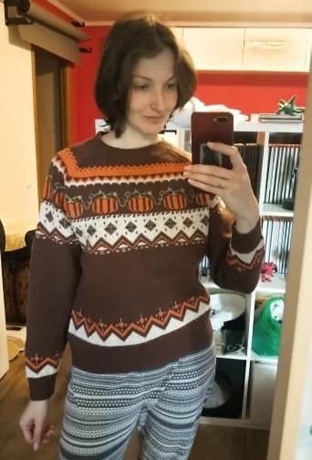 Halloween Sweater Boho Græskar Strikkede Sweaters Kvinder Kaffe extra large