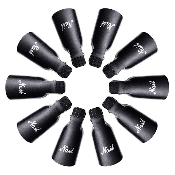 Neglekunst Gelhette Bløtlegg Av Klemme UV Manikyr Bløtlegg Av Negleklemmer Gel Polish Remover Wrap Verktøy Svart 10 Stk