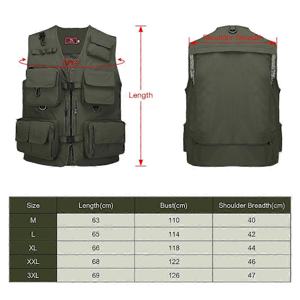 Fiske Fotografi Väst Sommar Multi-Fickor Mesh Jackor Snabbtorkande Väst Khaki Khaki L