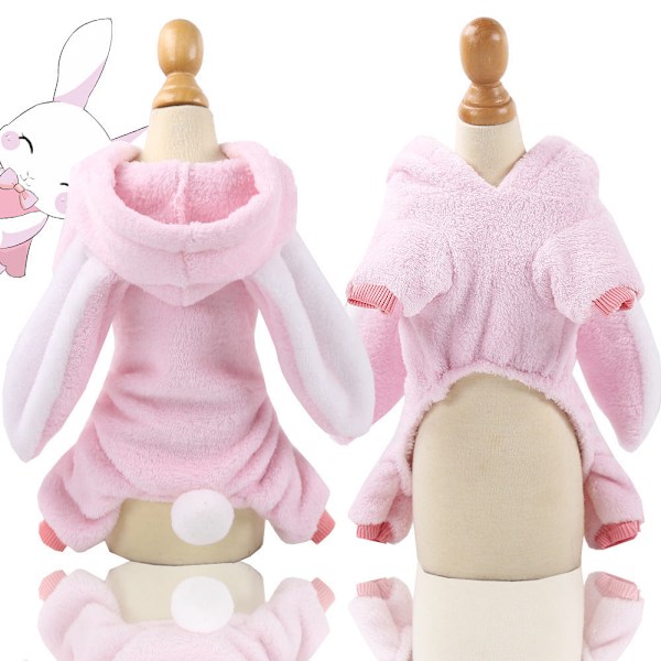 Knap til kæledyrsbeklædning Firebensflanel Varme farverige striber og prikker super langøret kanin ren Pi super long eared rabbit pure Pink S back length 25cm