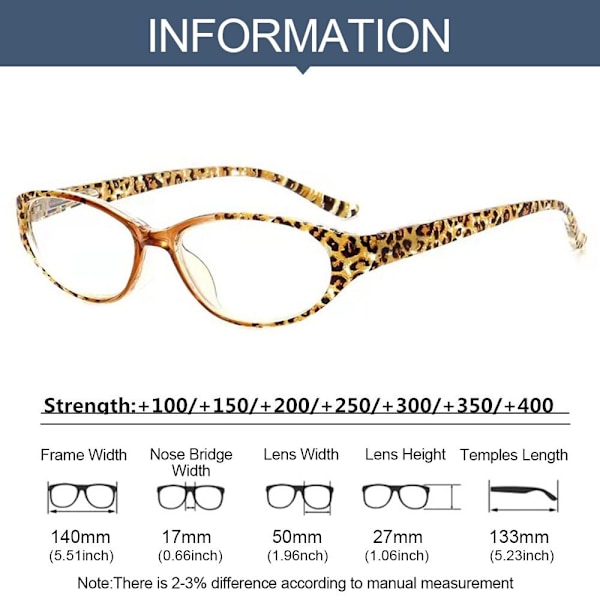 Lesebriller LEOPARDTRYKK STYRKE 100 Leopard pri【GKS】