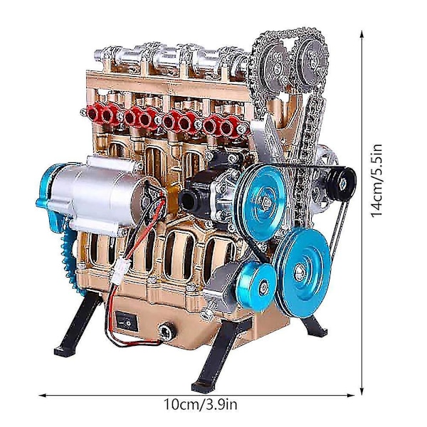 Bil Mini Inline Fire-Sylinder Motor Modellsett Voksenleke Beste Gave Pedagogisk Resin Smykker