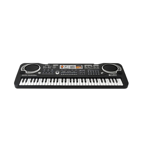 61 tangenter Elektronisk orgel USB Digital Keyboard Piano Musikinstrument Barnleksak med mikrofon (färg: svart).