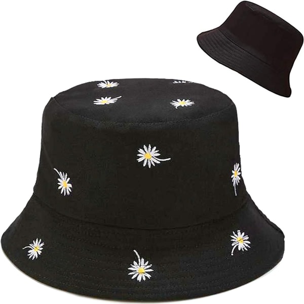 AVEKI Cute Bucket Hat Beach Fisherman Hats för kvinnor, vändbar dubbelsidig slitage, Daisy