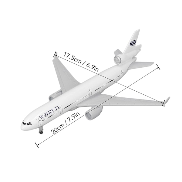 Legeringsflymodel Simulering Nøjagtig Skala Stabil Base 3 Hjul Trykstøbt Metal Flymodel 20cm