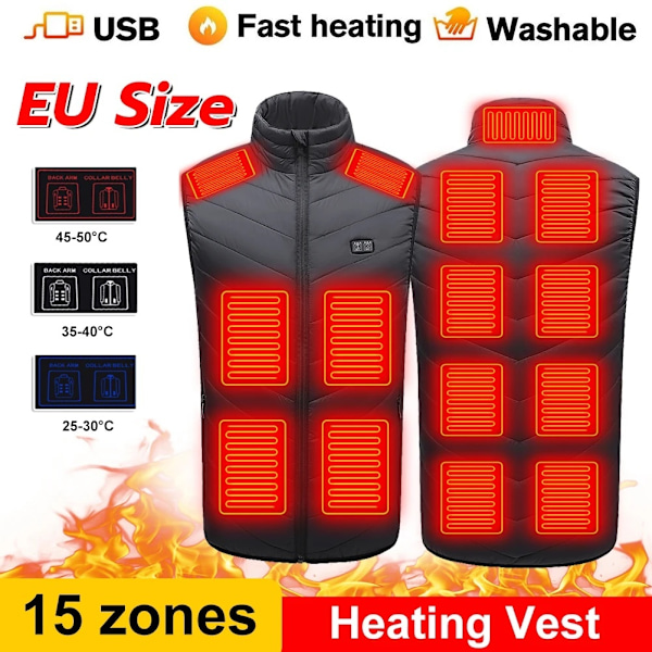 USB-oppvarmet vest for vinterkomfort Svart Black xl