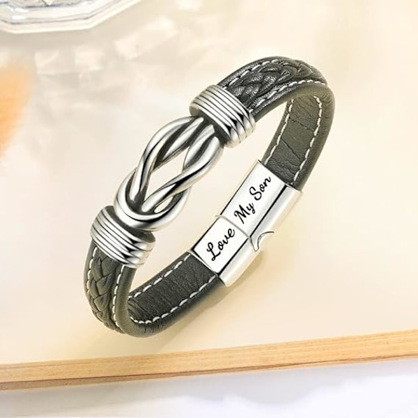 Armband till Min Son/Barbarn/Make/Pojkvän/Män/Pappa, Alla hjärtans dag-present till Honom, Läderarmband för Män, Födelsedag och Jul