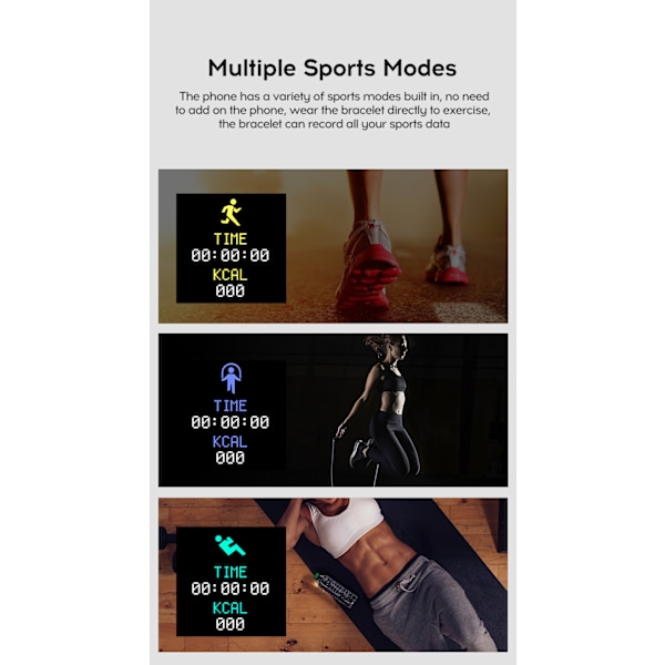Smart Fitness Tracker med skridttæller og pulsmåling - sort